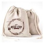 Linen Bread Bags - 2-Pack Large 11 x15 in (30 cm x 40 cm) Ideal for Homemade Bread, Reusable Food Storage, Housewarming, Wedding Gift, Storage for Artisan Bread - Bakery & Baguette Bag