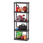 IRIS USA 5-Tier Heavy Duty Shelving Unit, 162cm Tall - 18kg per Shelf, Modular Garage Rack Storage Organizer for Home, Basement, Laundry & Utility Room, 30 D x 61 W x 162 H (cm) - Black