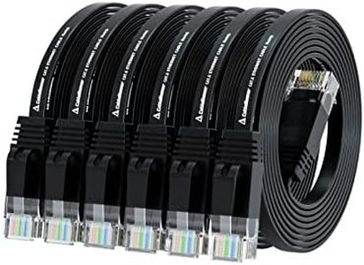 Cat 6 Ethernet Cable 5ft 6Pack (at a Cat5e Price but Higher Bandwidth) Cat6 Internet Network Cables - Flat Ethernet Patch Cable Short - 5 ft Computer Cable Black