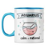 YuBingo Aquarius Calm Mug - Centered & Rational, Zodiac Coffee Cup, Light Blue Inner & Handle (Light Blue Inner & Handle, Tea Cup, 310ML)