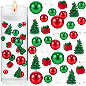 MTLEE 2106 Pieces Christmas Vase Filler Pearl for Vase Filler Pearls for Vases Candyland Pearls Water Gels Beads Candles Centerpiece for Christmas Home Table Party Decor (Pine Tree)