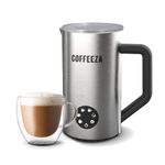 Coffeeza Frothimo Pro Milk Frother for Coffee, 6-in-1 Electric Detachable Frother & Heater, Stainless Steel, Hot & Cold Foam for Latte, Cappuccino, Hot Chocolate