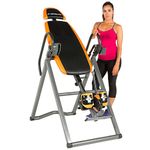 Exerpeutic Unisex Adult 475SL Inversion Table with Airsoft No Pinch Ankle Holders and Surelock Safety Ratchet System - Black/Orange, N/A