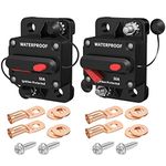 DaierTek 50 Amp Circuit Breaker, Waterproof Marine Circuit Breaker 12V 24V 48V Resettable Inline Fuse Switch, 12 Volt 50A Breaker for Boat Trolling Motor Car Automotive -2Pack