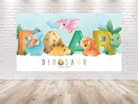 5x3 FT Dino Friends Backdrop - Adorable Prehistoric Party Photography Background