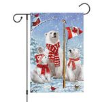 Louise Maelys Winter Polar Bear Garden Flag 12x18 Double Sided, Burlap Small Snow Patriotic Canadian flag Garden Yard House Flags Welcome Winter Christmas Outside Outdoor House Decor (ONLY FLAG)