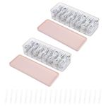 Yesesion 2pcs Clear Plastic Cable Organizer Boxes with Wire Ties, Desk Accessories Storage Case with for Drawer, Office Supply, Electronic, Stationery, Pen and Pencil Holder (Pink Lid)