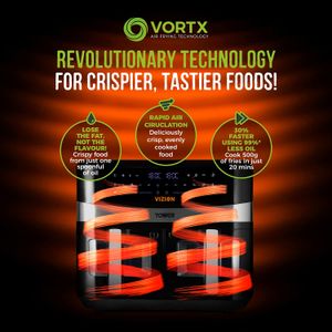 Tower Vortx Vizion 9L Dual Air Fryer – Large Capacity, Black