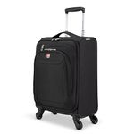 SwissGear Marumo Softside Lightweight Expandable Luggage with Spinner Wheels, Black, Carry-On 21.5-Inch