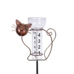 Venniy Outdoor Rain Gauge for Yard and Garden - Cat Design Iron Rain Gauge with Large Capacity & Double Scale Glass Tube,Easy to Read