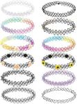 BodyJ4You 12PC Tattoo Choker Necklace for Women - 90s Choker Necklaces Fashion Trend - Pride Rainbow Choker Clear Black Purple Pink Daisy Flower - Stretchy Elastic Chokers Neck Lace