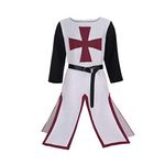 SFWXCOS Men's Medieval Knight Viking Tunic with Belt Crusader Templar Noble Weapon Skirt Cosplay Outfits Pirate Costume (S, Red)