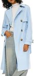 Orolay Women's Long Double Breasted Trench Coat Lapel Jacket with Belt Blue S