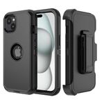 TASHHAR Phone Case for iPhone 15 Plus Case,Heavy Duty Hard Shockproof Armor Protector Case Cover with Belt Clip Holster for Apple iPhone 15 Plus 6.7 5G 2023 Phone Case (Black)