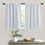 RYB HOME Kitchen Curtains Room Darkening Curtain Tiers Small Window Curtain Draperies for Nursery/Dining Room/Bathroom, 42 inch Wide x 36 inch Long, Grayish White, 2 Panels