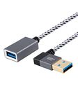 CableCreation Short USB3.0 Extension Cable 1FT, Right Angle USB 3.0 A Male to Female Extension Cable, 90 Degree USB 3.0 Extender Cord for VR, PlayStation, Xbox, Keyboard, Printer, Scanner Space Grey