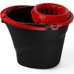 DIVCHI Plastic Mop Bucket 14 Litre – Large & Small Area Cleaning Floor Mop Bucket – Carry Handle, Lightweight & Portable, Durable Plastic Bucket (Red)