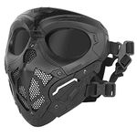 Tactical Mask, Gray Lens Full Face Paintball Protective Mask for Cs Wargame Halloween Cosplay Costume Party Black