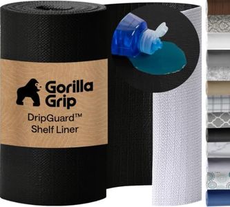 GORILLA GRIP DripGuard Shelf Liner, Non-Adhesive Drawer and Kitchen Cabinet Protector, 20x240 Inch, Strong Grip Slip Resistant Underside, Smooth Surface Liners for Cabinets, Bathrooms, Closets, Black