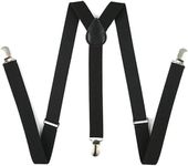 FNA Fashions Mens Ladies Unisex Adjustable Slim Braces Trouser Suspenders Clip On Fancy Dress (Black)