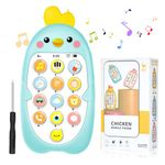 Aolso Baby Mobile Phone Toy, Kids Mobile Phone Soft and Safe Baby Toy Phone, Electronic Speaking Learning Musical Smartphone Toy Sound Toy, Baby Girl Boy Gifts (Chick-Blue)