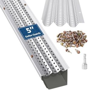 GarveeTech Gutter Guard, Leaf Guards for Gutters, 5 Inch Width, 34 PCS 100 Feet Total Length, 0.275'' Hole Diameter & 0.02'' Thick Fits Any Roof or Gutter Type, Gutter Guards 5 Inch