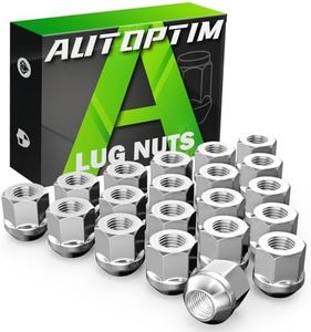 AUTOPTIM 1/2"-20 Open End Lug Nuts - Replacement for Dodge Dakota Ram Charger Ford Mustangs Rangers Explorer Jeep Wrangler Aftermarket Wheel, Chrome 20PCS 3/4" Hex 0.84" Long by 0.9" Wide Lug Nuts