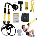 B Fit Bodyweight Fitness Resistance Kit Extension Strap for Door Pull Up Bar, Powerlifting Strength Training Kit Straps Home Gym Exercise Full-Body Workout Equipment (Trainer kit with Wall Anchor)