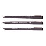 Staedtler 0.5 mm Pigment Liner Fineliner Sketching Drawing Drafting Pens Pack of 3