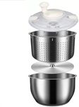 MOUNW 6L Salad Spinner, Stainless Steel Large Vegetable Washer, PP Lid, for Fruit Washer， Pasta and Fries Spinner