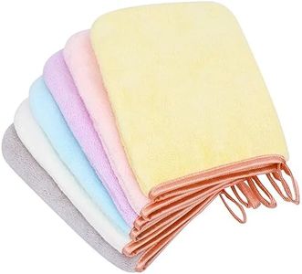 PHOGARY 6 Gants de Douche en Microfibre, Gant de Toilette Taille 15x21cm en Toison de Corail, Absorbant Doux, Gants démaquillants réutilisables, 6 Couleurs