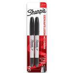 Sharpie Twin Tip Permanent Markers, Fine and Ultra Fine, Black, 2 Count