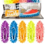 10 Mop Slippers for Floor Cleaning - Mop Socks Women Mopping Cleaning Socks Feet Foot Mopping Slippers Dusting Slippers Dust Mopping Shoes Washable Microfiber Moppers Slippers (5 Pairs)