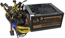 HVVH 20+4 Pin Silent Noise Reduction Miner/PC GPU ATX 1600W Power Supply 87 Plus Gold Designed for US Voltage 110V 1600w Mining ETH PSU Max Support 8 Graphics with 1.5m US Plug Adapter Cable