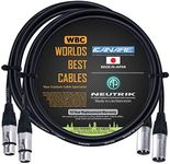 2 Units - 6 Foot – Quad Balanced Microphone Cable Custom Made by WORLDS BEST CABLES – Using Canare L-4E6S Wire and Neutrik Silver NC3MXX Male & NC3FXX Female XLR Plugs