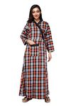 Hydes Babydoll® Thick Cots wool Robe for winter, Housecoat, Sleepwear, Night Gown for Women Ladies, Front Open Adjustable (Large, Dark Red)