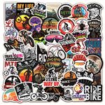 50Pcs Bikes Vinyl Sticker Pack- Bicycle Accessories for Road Bike,Mountain Bike, BMX Street Bike, Bicycle helmet, Water Bottles, Use as Bike Stickers Decor Gift for Kids, Adult Bikers