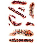 YCYBAB2J 10 Sheets Halloween Temporary Tattoos, Zombie Scar Tattoos, Fake Scars Halloween Costume Makeup for Party Decoration