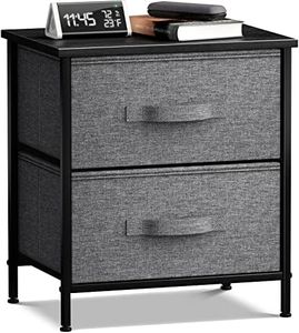 Sorbus Nightstand with 2 Drawers - Bedside Furniture End Table Night Stand with Steel Frame, Wood Top & Easy Pull Fabric Bins - Small Dresser & Chest for Home, Bedroom Accessories & Office