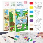 Watercolor Painting Book, 3PC Coloring Books for Kids Pocket Watercolor Painting Book for Toddlers, Arts and Crafts for Girls Boys, Water Colors Paint Kids, Drawing with Brushes (A-3PC)