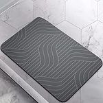 Homlab Bathroom Bath Mat Rug, Diatomaceous Earth Water Absorbent Rubber Backed Non-Slip Bathroom Floor Mat Carpet Square Cool Thin Washable Quick Dry For Shower Tub Bathtub Sink Indoor Door (Gray)