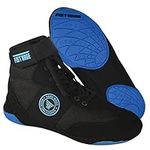 FISTRAGE Wrestling Shoes Fighting Sports Master Training Mesh Unisex Pro Men's and Youth Genuine Boot Light Weight | Black Color Boxing Shoes for Adults, Blue-black, 6.5 Women/5 Men