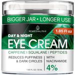 Eye Cream for Dark Circles and Puffiness, Bags Under Eyes Treatment, Anti-Aging Collagen Eye Cream for Wrinkles, Day & Night Caffeine Eye Cream with Niacinamide Dimethicone