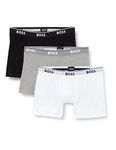 BOSS Mens Trunk 3P Power Three-Pack of Logo-Waistband Trunks in Stretch Cotton