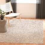 Safavieh Adirondack Collection ADR104N Ivory and Charcoal Modern Distressed Chevron Square Area Rug (4' Square)