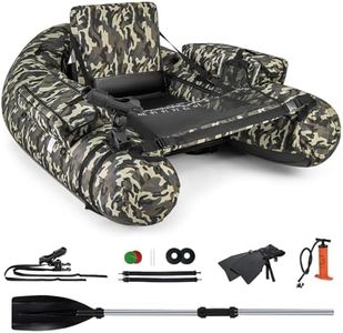 GYMAX Fishing Float Tube, 350lbs Inflatable Belly Boat with Fish Ruler, Fishing Rod Holder, Pump, Storage Bag, Flippers & Adjustable Straps, Portable Backpack Float Tube for Fishing and Angling