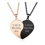 Jovivi Matching Heart Necklace for Couples Best Friends Boyfriend Girlfriend Valentines Gifts for Him/Her,Personalised Custom Engraved Yin yang Couple Necklace for Women Men BFF Friendship Gift