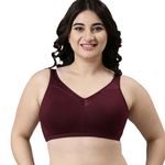 Enamor A112 Full Support Minimizer Cotton Bra For Women Non-Padded, Non-Wired & Full Coverage With Seamless Cup-(A112_Grapewine_38D)