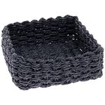 Boston International Woven Basket Napkin Holder Caddy, Lunch Size, Dark Blue