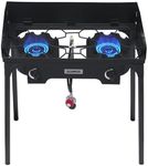 Camplux Double Propane Burner, Gas Burner Outdoor Stove Burner Gas, Up to 260,000 BTU/Hr Dual Burner Propane Stove with Propane Burner stand, Gas Burners for Cooking Outside Stove for Cooking Gas